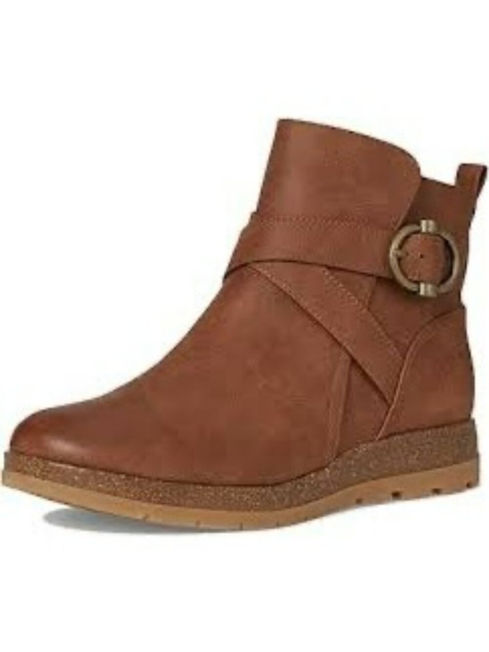 Eurosofft Laelia Womens Brown Ankle Boots With Buckle Strap & Side Zipper Size 8